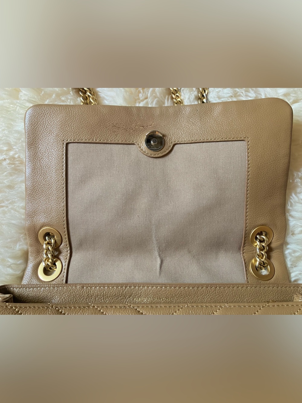 Rebecca Minkoff Edie Flap Chevron Quilted Leather Shoulder Bag in Tan - Picture 15 of 16